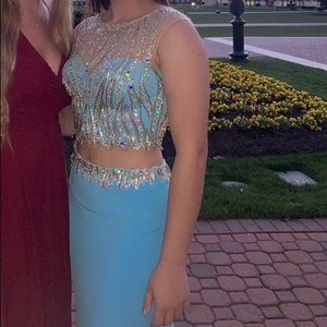 Blue two piece prom dress